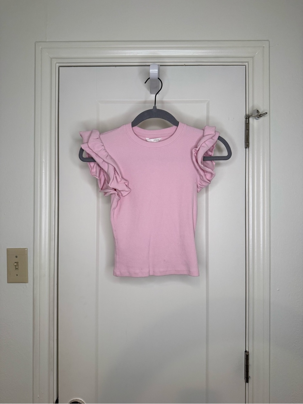 Zara Girls' Light Pink Ruffle Sleeve Tee